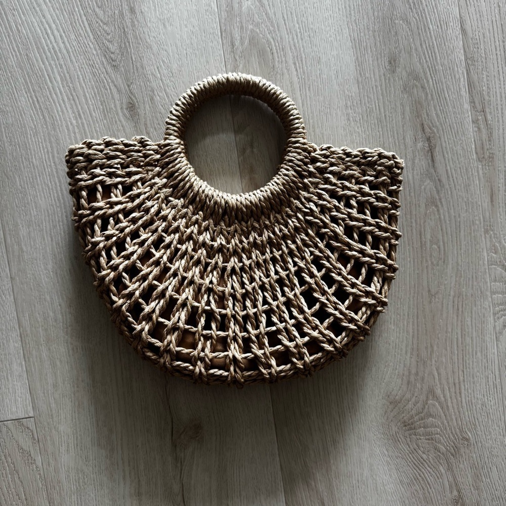 Half Moon 🌙Tan Woven Tote Bag